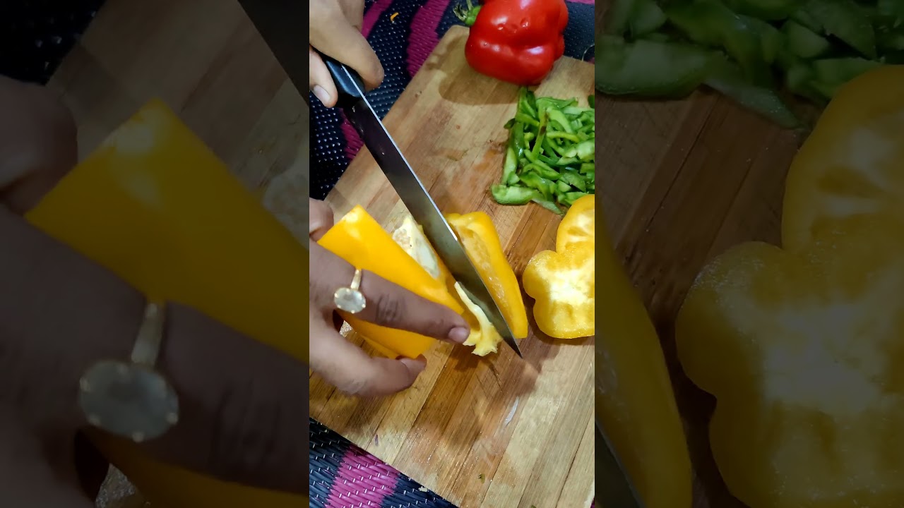 So Easy capsicum cutting for making Chowmein 🍲