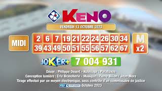Tirage du midi Keno® du 13 octobre 2023 - Résultat officiel - FDJ
