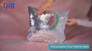 Personalized Unicorn Sequin Pillow With Inner