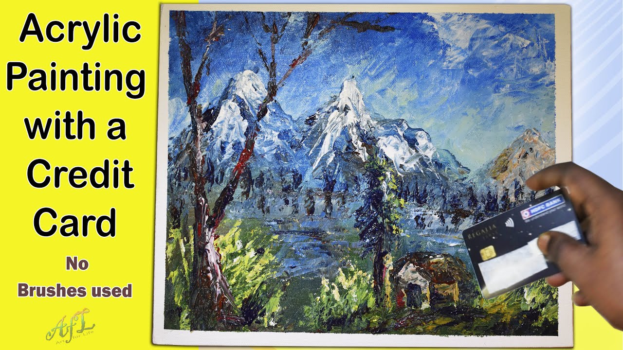 Awesome Painting With A Credit Card| How To Create Acrylic Painting Using A Credit Card