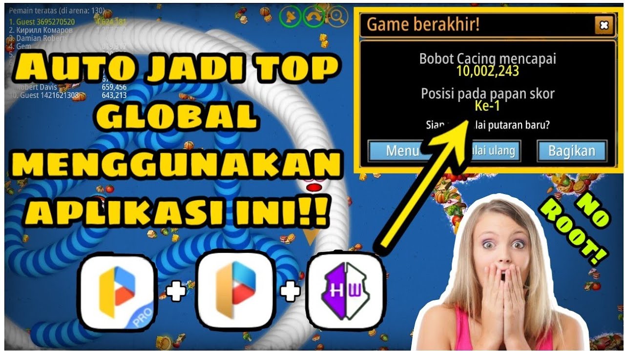 Worms Zone.io Mod apk Terbaru 2020 Auto jadi top global