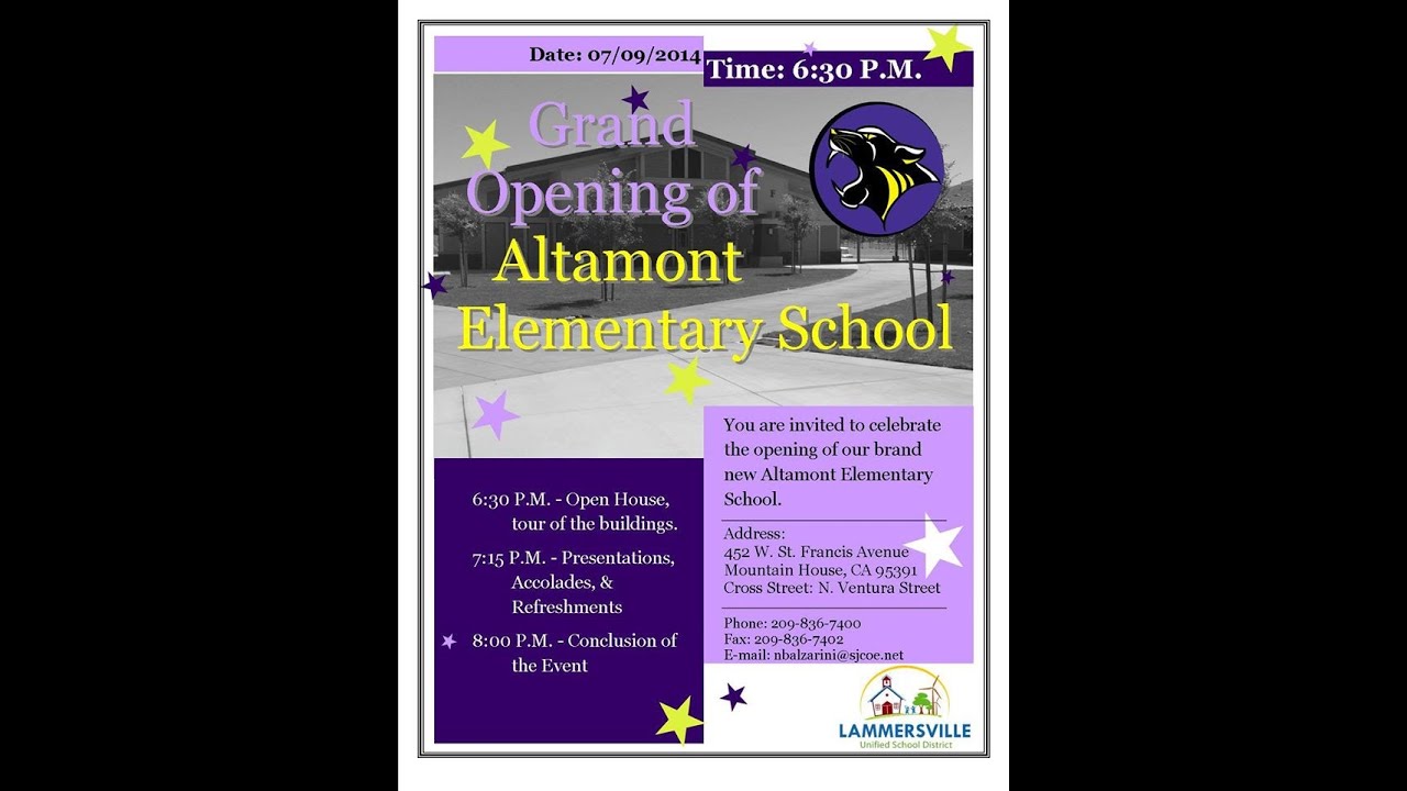 LUSD Altamont Elementary Grand Opening YouTube