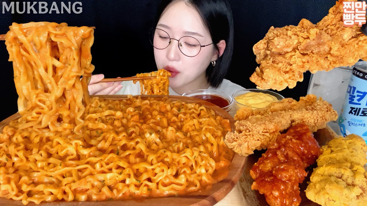 🐔🔥Carbo Buldak Ramen & KFC Chicken | KOREANFOOD MUKBANG ASMR