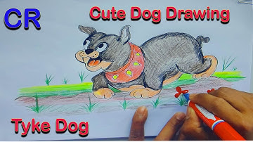 How to draw a  Tyke Dog ( Tyke dog  from Tom and jerry)