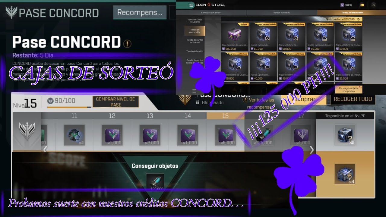 Probamos suerte con nuestros créditos CONCORD☘️nos recompensan con 120kPH🤩#eveechoes #lucky #suerte 