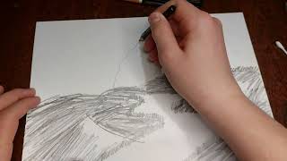 How To Draw Morning Mountains Landscape Art With Single Pencil || PAINTLANE