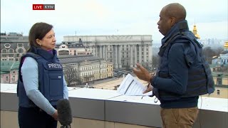 Air raid sirens blare live on BBC News in Kyiv, Ukraine