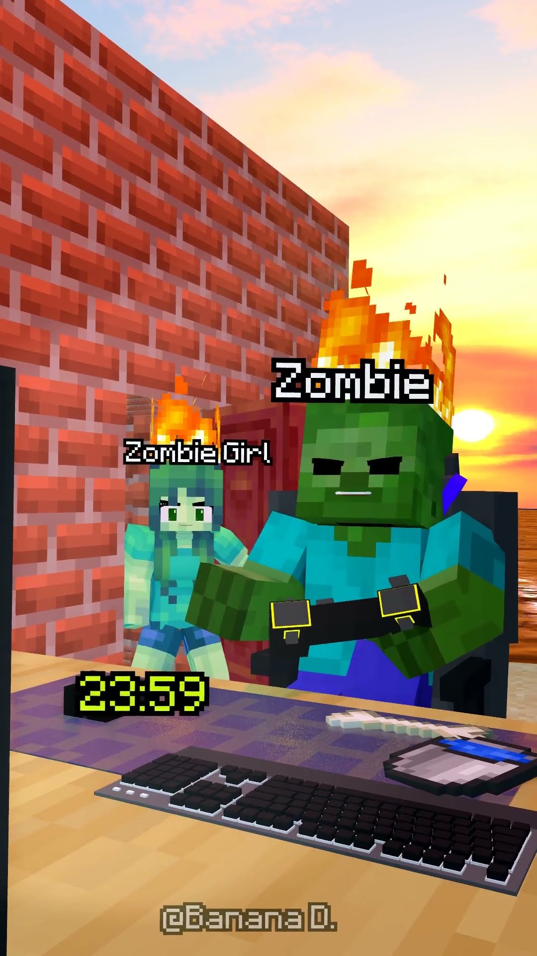 SIGMA boy Zombie girl vs Zombie in Beach playing GAME