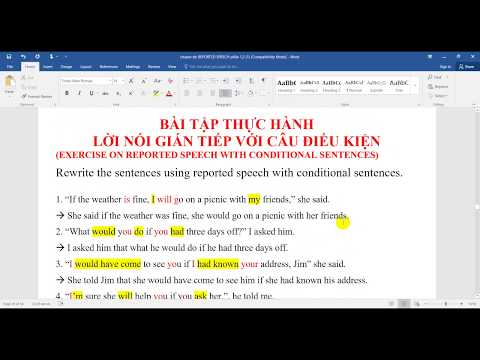 Video Bài tập lời nói gián tiếp câu điều kiện/ Exercise on... - youtube