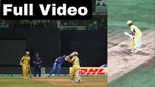 ms dhoni batting video, ms dhoni 3 sixes video, dhoni 3 sixes to hardik, dhoni entry in mi vs csk