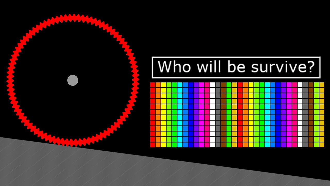 Full Option (Monters Circle, The Team, Shutter Crush) Marble Race in Algodoo