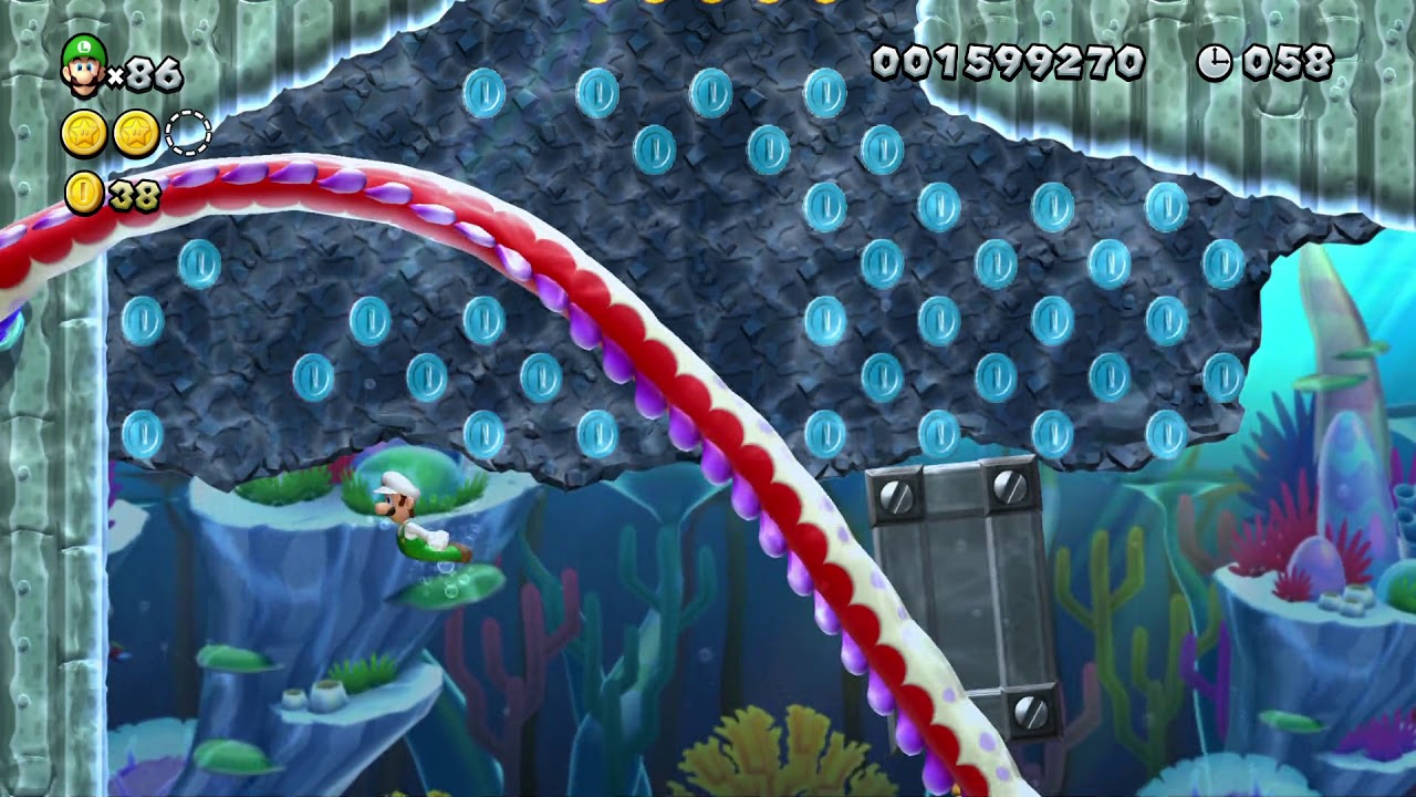 New Super Luigi U Sparkling Waters 5 Dragoneel Depths Star Coins YouTube