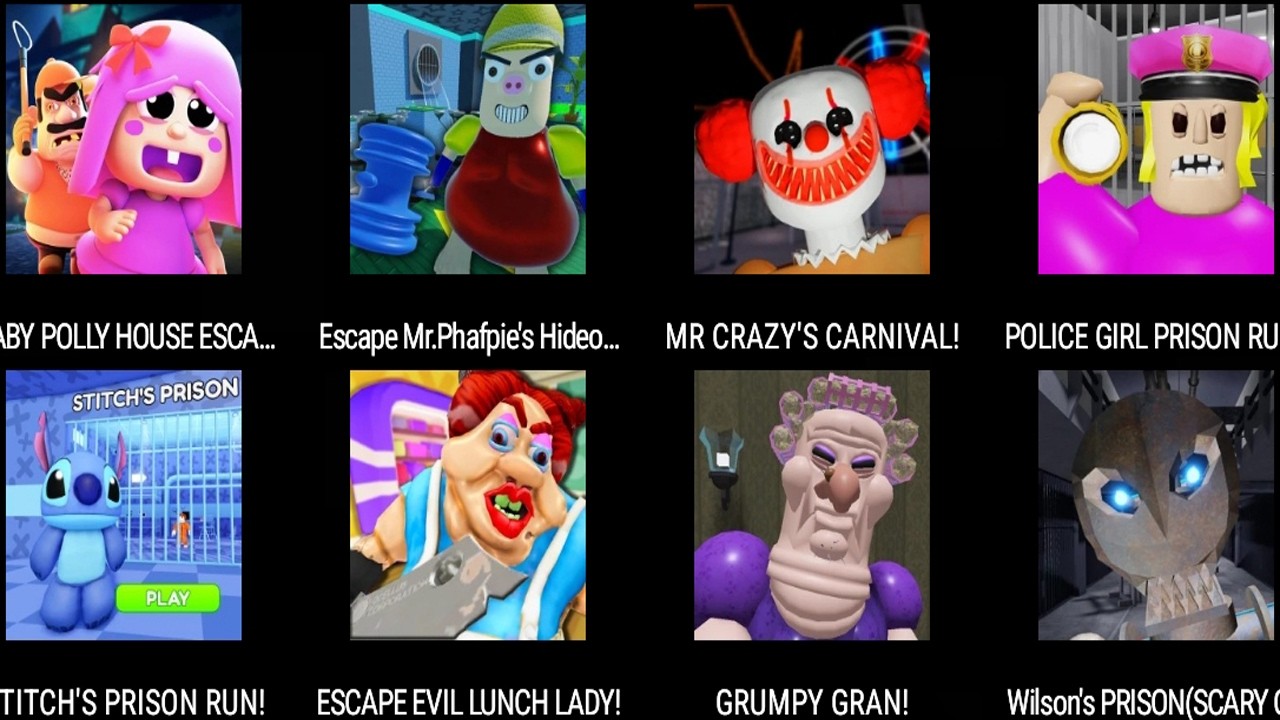 BABY POLLY HOUSE ESCAPE,Escape Mr.Phafpie's Hideout,MR CRAZY'S CARNIVAL!,POLICE GIRL PRISON RUN!