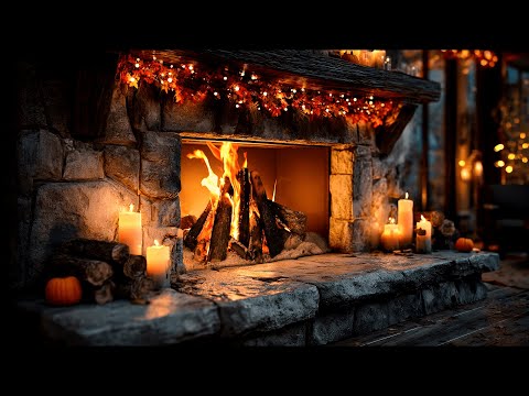 Relaxing Winter Fireplace 4K With Crackling Log Sounds In A Cozy Ambience For Sleep 