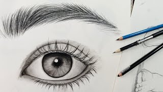 The easiest way to draw eyes in a hyperrealistic way _  how to draw a face _ easy drawing tutorial