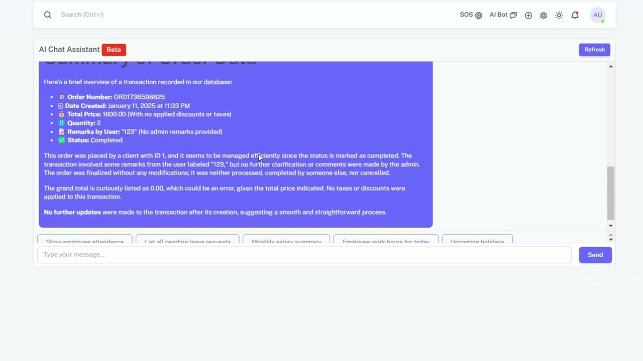 AI Assistant | Open Core HR | CZ App Studio