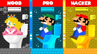 Mario NOOB vs PRO vs HACKER Toilet Challenge in Super Mario Bros. | Game Animation