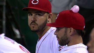 The reds' dugout pranks jose peraza by sticking gum to top of his hat
check out http://m.mlb.com/video for our full archive videos, and
subscribe on y...