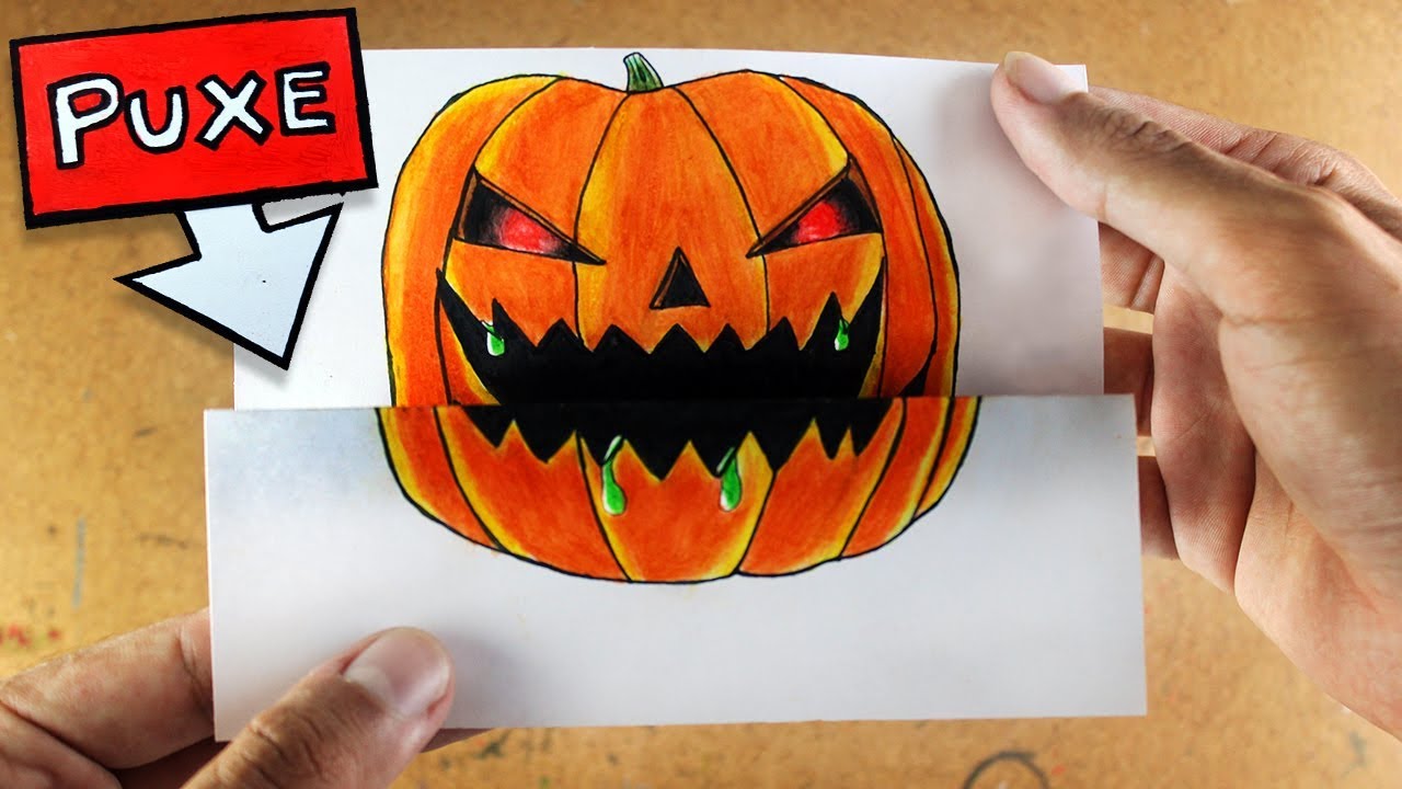 Como DESENHAR ABÓBORA HALLOWEEN - Como DIBUJAR a CALABAZA HALLOWEEN - How  To DRAW HALLOWEEN PUMPKIN 