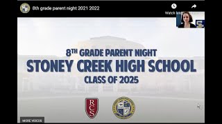 Stoney Creek: 8th Grade Parent Night, 2021 2022