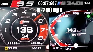 Audi S5 Sportback 3.0 TFSI vs. BMW M340i G20 | 0-200 kph Acceleration Battle