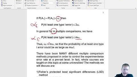 Statistical Methods in Research: ANOVA (multiple comparisons)