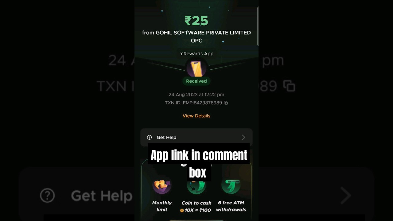 mReward App payment proof 