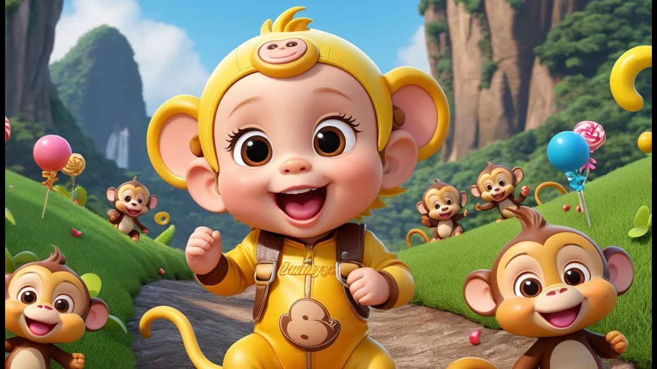 Five Little Monkeys on Gumdrop Hill | Fun Counting Song for Kids | Sweet Adventure Nursery Rhyme