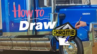 How to draw chrome , reflections , effect on paper  with makers and pencils Wealth