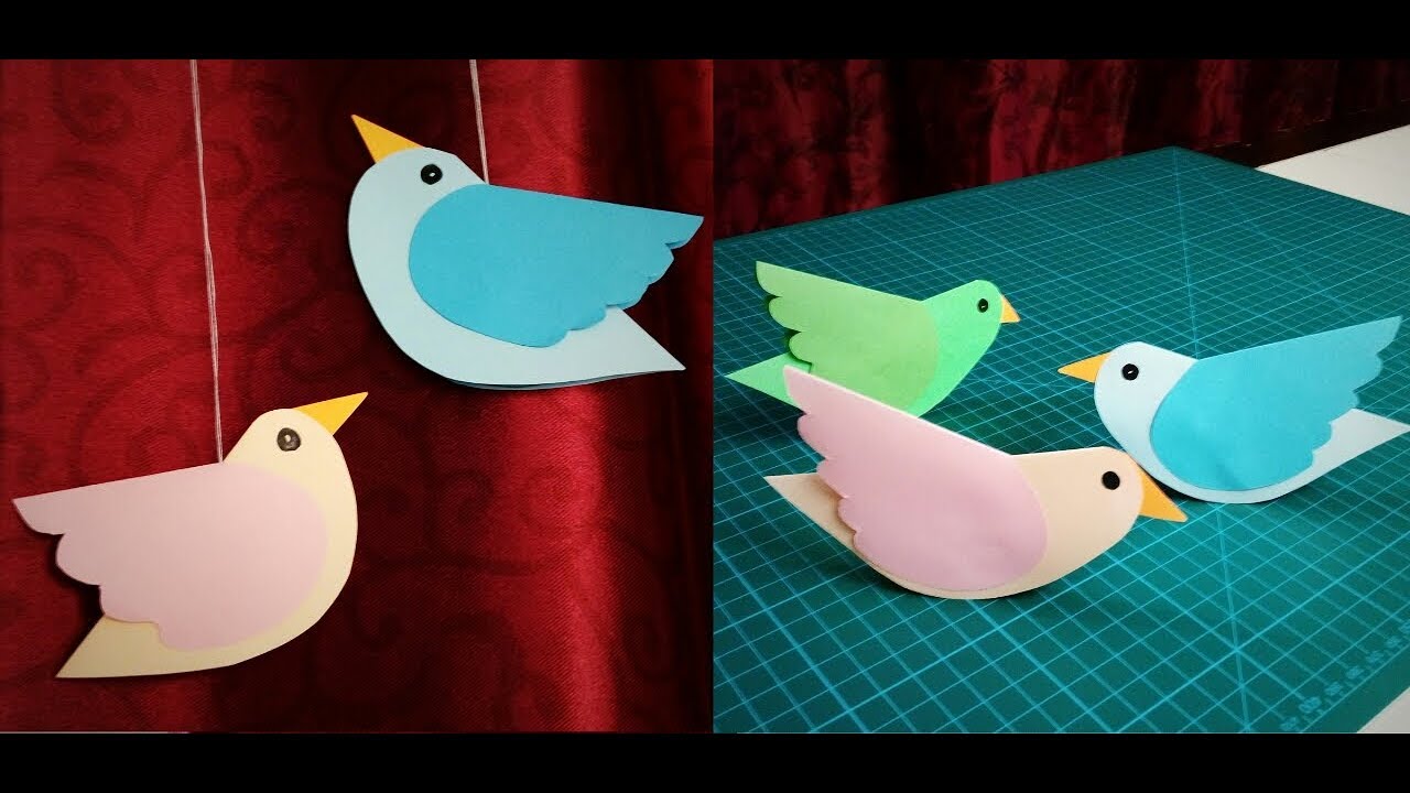 Paper Bird | How to Make Moving Paper birds | Bird Hanging | DIY Wall