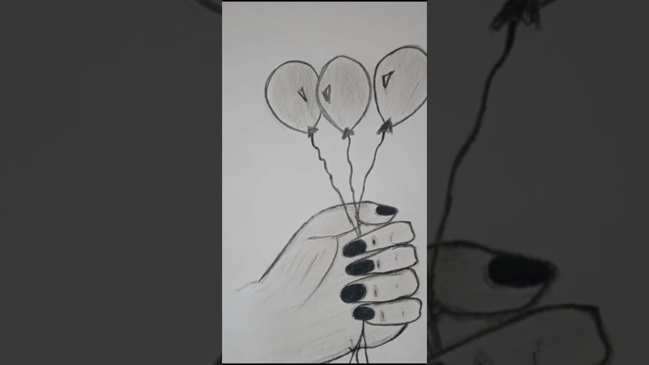 Draw Hand with balloon easiest way 