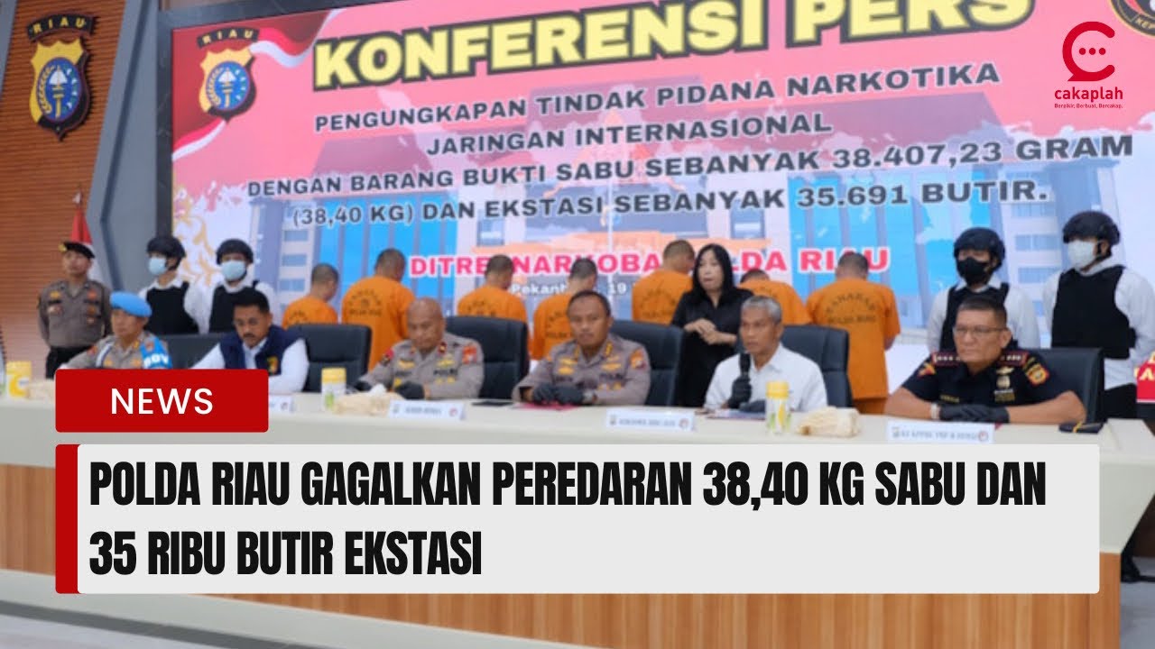 Polda Riau Gagalkan Peredaran 38,40 Kg Sabu dan 35 Ribu Butir Ekstasi