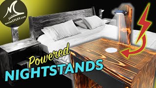 Handmade Nightstands with Built-In Wireless Charger and Light