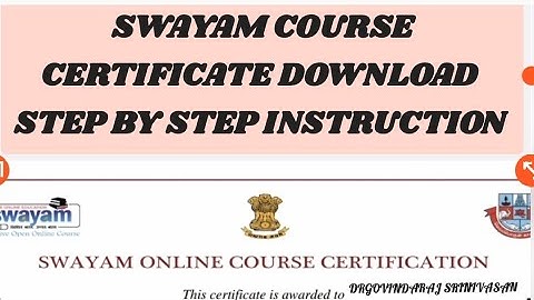 Swayam Course Certificate Download| Step by step instruction 