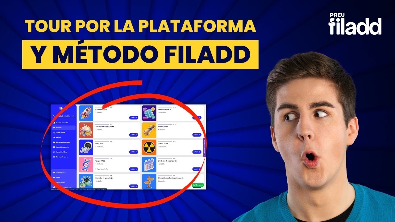 Tour por la plataforma y método de Preuniversitario Filadd