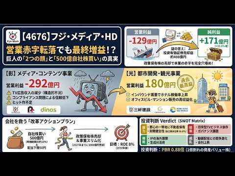 【4676】フジ・メディア・HD、営業赤字転落も最終利益は大幅増の真相を徹底解剖