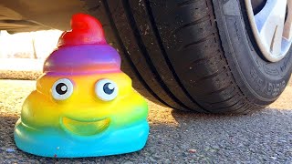 Crushing Crunchy & Soft Things by Car! Experiment Car vs Cola Mirinda Candy Balloons Car toys