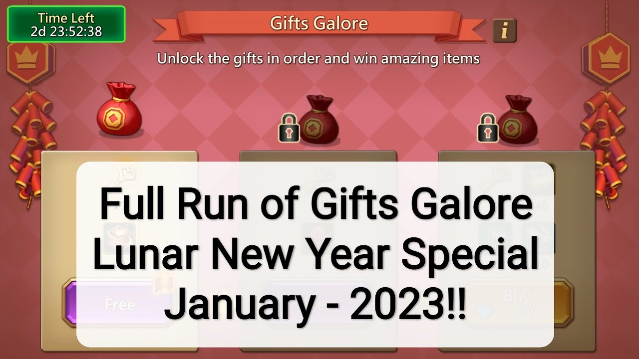 Lords Mobile - Full Run of Gifts Galore - January 2023!!