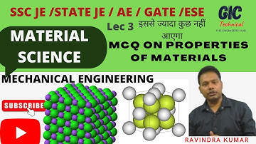 L3 I Material Science : MCQ on Properties of Materials l SSC JE/AE/ESE/ by Ravindra sir