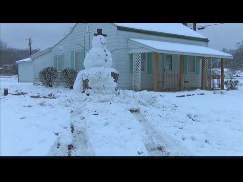 Driver tries to run over Kentucky snowman which had tree trunk has base