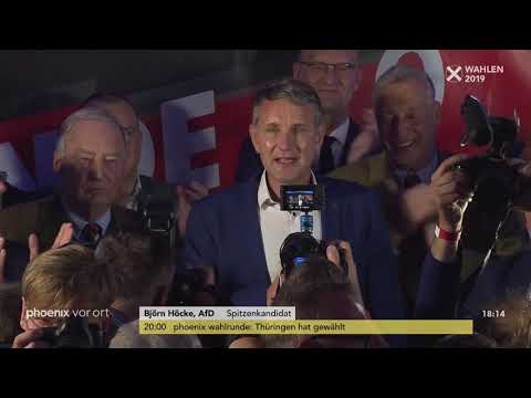 Björn Höcke und Alexander Gauland (AfD) nach der Prognose zur Thüringenwahl am 27.10.19