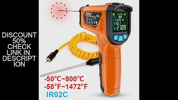 Mestek IR02C ~50-800C Digital Infrared Thermometer Color Screen High Temperature Meter Non-contact P