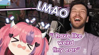 Connor laughs when Mousey talks about her ears