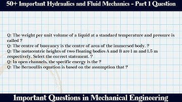 MCQ Questions Hydraulics and Fluid Mechanics - Part 1 with Answers