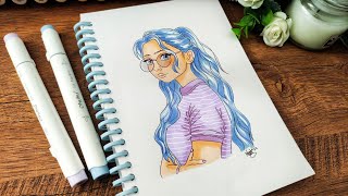 Ohuhu Markers Girl Illustration | Easy tutorial Coloring Page