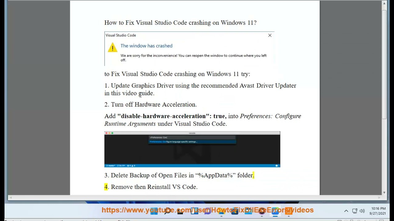 Fix Visual Studio Code crashing on Windows 11/10 - YouTube