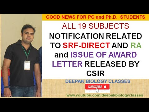 SRF-DIRECT II RA II ISSUE OF AWARD LETTER II NOTIFICATION RELEASED BY CSIR