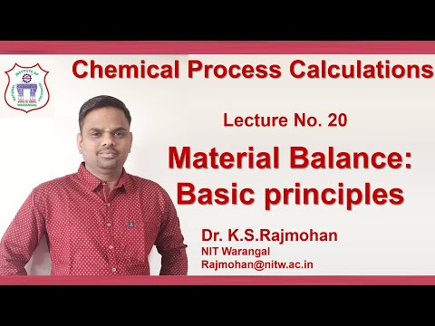 Lecture 20 Material Balance Basic principles