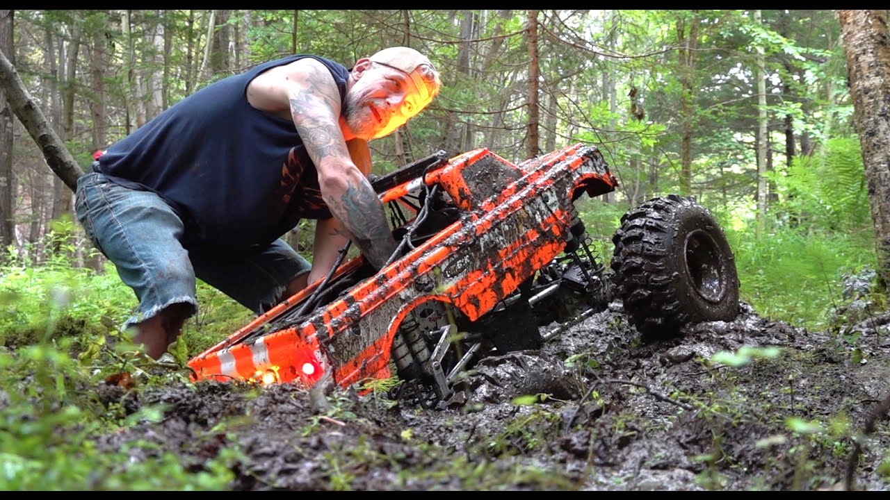 Mud Hole SWALLOWING 100lb Truck like a Vacuum -12S Lipo, Quad NSDRC RS2500 servos | RC ADVENTURES