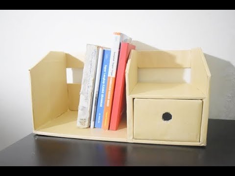 How to make bookshelf from cardboard DIY rak  buku  Laci  